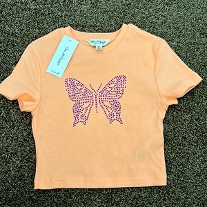 Orange butterfly Crop Top Size 4 - Brand New